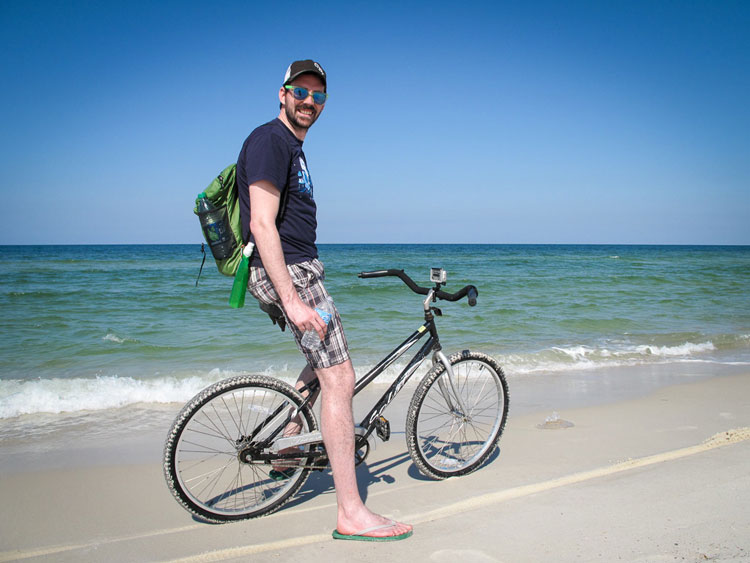 Biking on the beach in Florida